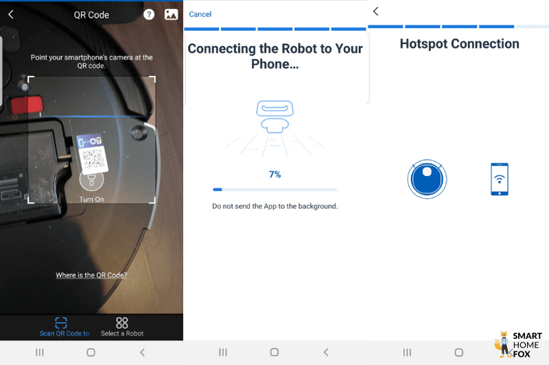Der App-Einrichtungsprozess des Ecovacs Deebot X1 OMNI wird dargestellt